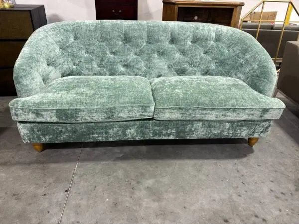 Laurel Teal Velvet 80 Upholstered Tufted Sofa Couch Brand New