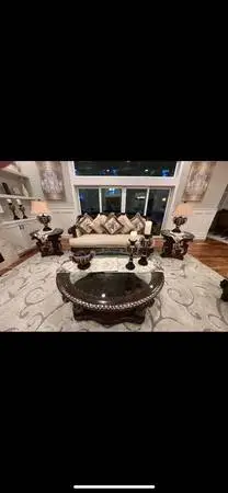 Living room set with dining table and coffee tables