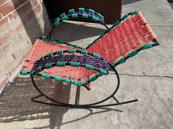 50’s-60’s Mid-century Modern Kids Wrought Iron/woven strapping