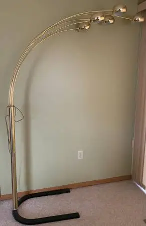 Vintage brass atomic style 5 arm design floor lamp w/3 light settings