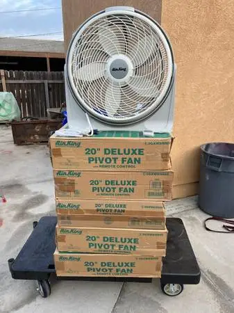 6 new air king 20” deluxe pivot fans with remote controls