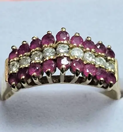 💍RUBY & DIAMOND 14K Yellow Gold Size 6 Cocktail RING💍