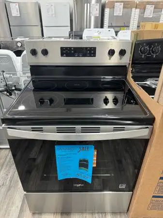 Whirlpool 30”W Freestanding Openbox Stainless Electric Range