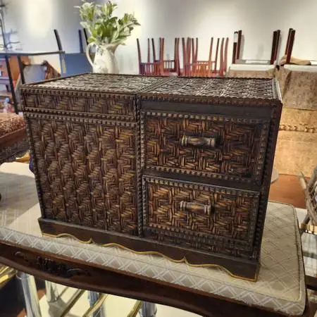 Vintage Woven Wicker Chest