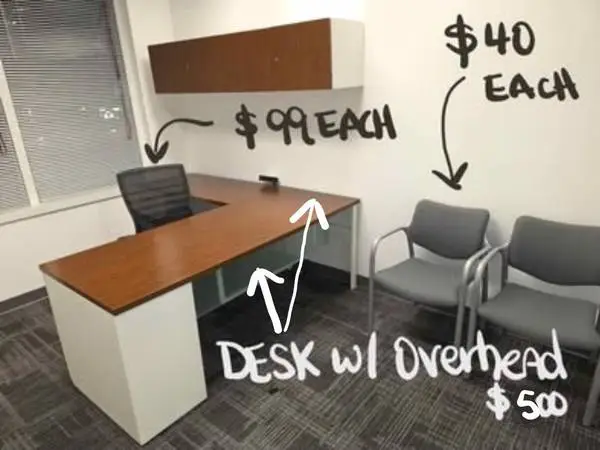 L-SHAPED EXECUTIVE DESK W/ WALL OVERHEAD (( DELIVERY AVAILABLE))