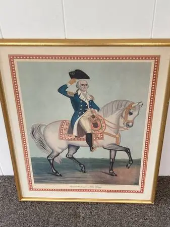 Frame general Washington on white charger