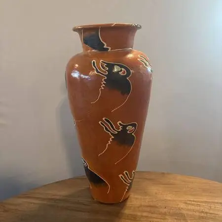 SW Style Terra Cotta Pot W/ Painted Figures- 11X11X24H