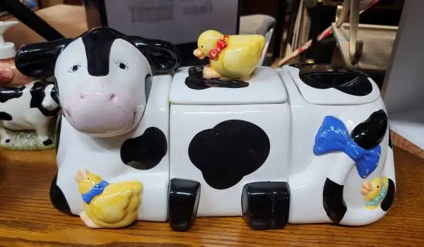 Coco Dowley Cow Holstein 3pc Cookie Jar/Canaster Set