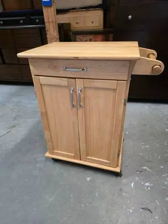 Rustic Wood Style Microwave Cart on Wheels