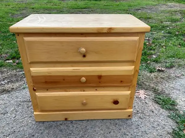 Three drawer, naughty pine dresser
