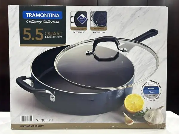 Brand New Blue Tramontina 5.5Qt Covered Nonstick Jumbo Cooker Pan 35BO