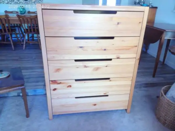 Chest of Drawers, 5 draws, natural Wood, 44 x 35 x 19