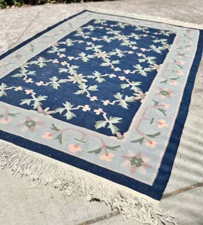 4x6 Art Deco Antique Vintage Chinese Floral Kilim Wool Area Rug