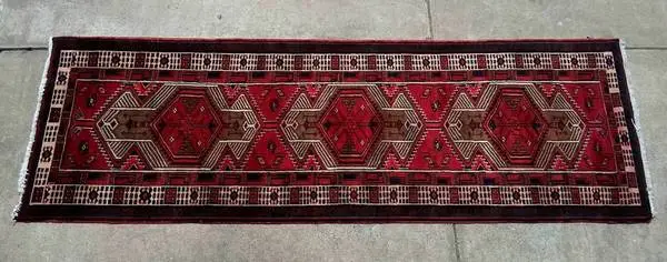 Vintage Hand Knotted Persian Sarab Wool Runner Rug
