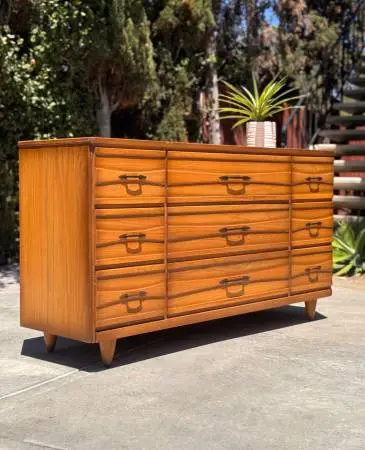 Mid Century Modern 9 Drawer Triple Dresser Credenza – Vintage Lowboy