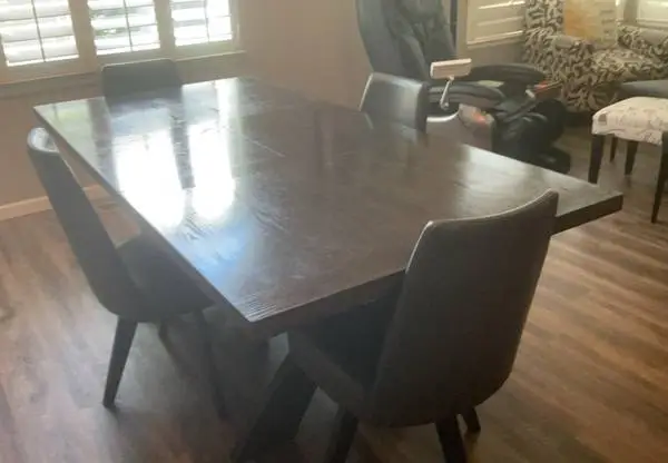 Dining Room Table and 4 Faux leather swivel Chairs