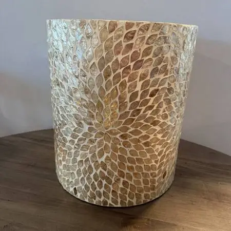Global Archive Round Capiz Accent Table- 16X16X18H