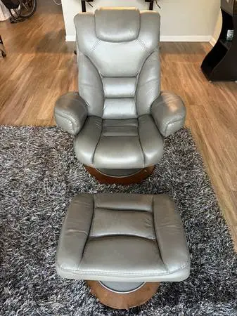 Leather Chair with Ottoman