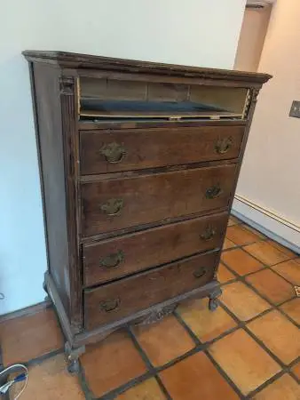 Solid Wood Dresser Missing one drawer front 37w x 21 d x 54 H