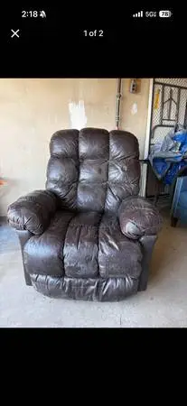 Large brown leather recliner
