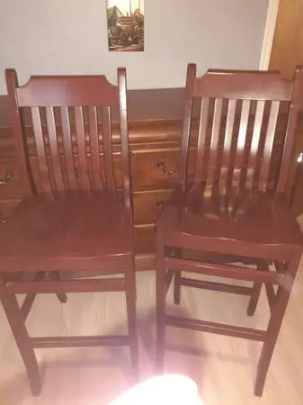 2 solid wood bar stool seats