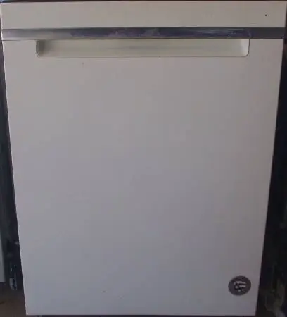 Whirlpool white dishwasher with hidden controls