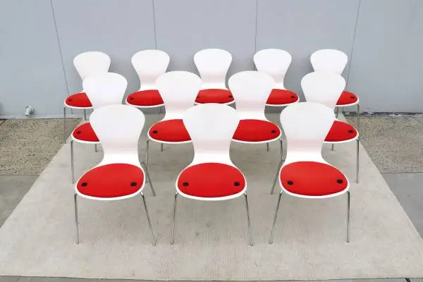 Modern Ross Lovegrove for Knoll Sprite Armless Dining Chairs Set of 12