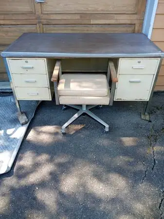 Metal Desk with Wood Top - Price Reduced