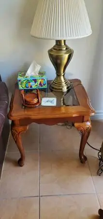LIKE NEW 2 Wooden Elegant Coffee End Tables Glass section