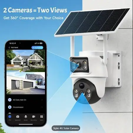 New Solar-Powered Wireless Outdoor Security Camera - 4MP Pan Tilt 360°