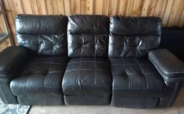 Dark Leather sofa motorized recliner