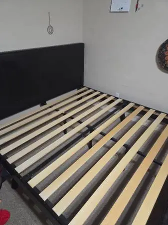 King size bedframe w/ plush leather backboard