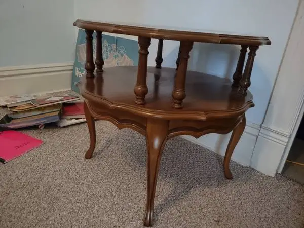 Vintage Bassett Colonial Style Two Tiered Side Table