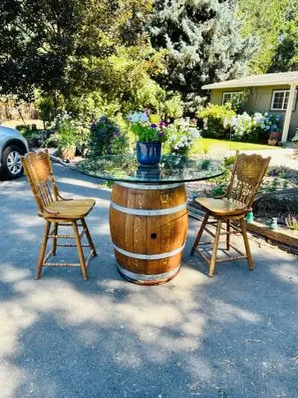 Wine Barrel Pub Table and Chairs-2 Sets
