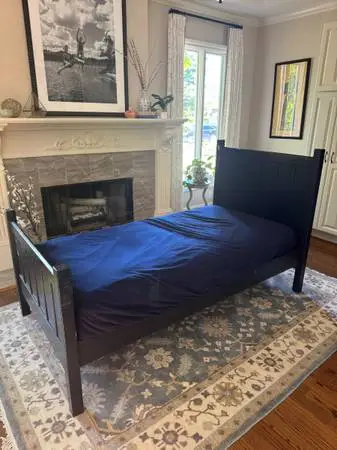 Pottery Barn Kids Twin Bed with Trundle & Mattresses - Navy Blue