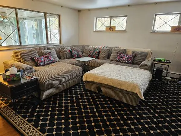 Huge Sectional Couch with Oversized Ottoman, American Furniture