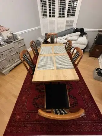 Beautiful Butcher Block Kitchen Table with 6 Chairs