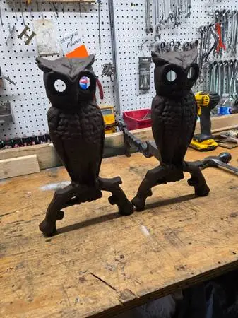 Antique  owl andirons