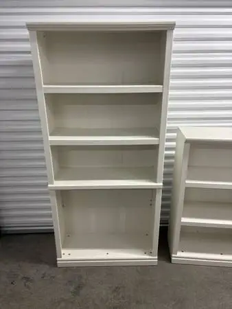 2 White Bookcases - 1 large & 1 small