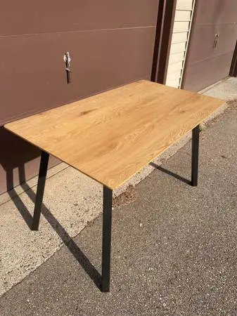 WOOD DINING TABLE with IRON LEGS