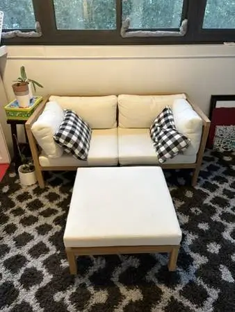 Beautiful Wood Porch / Patio Set - 2 Chairs & Ottoman