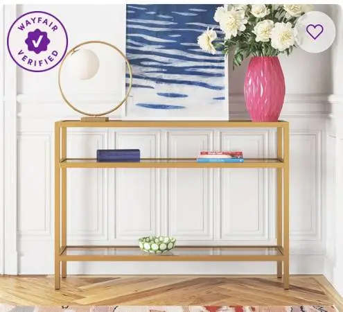 Modern Gold Metal & Glass Console Table
