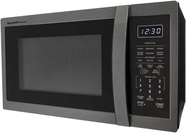 Stylish Sharp Microwave Oven w/ Sensor Cook - Black Stainless Steel