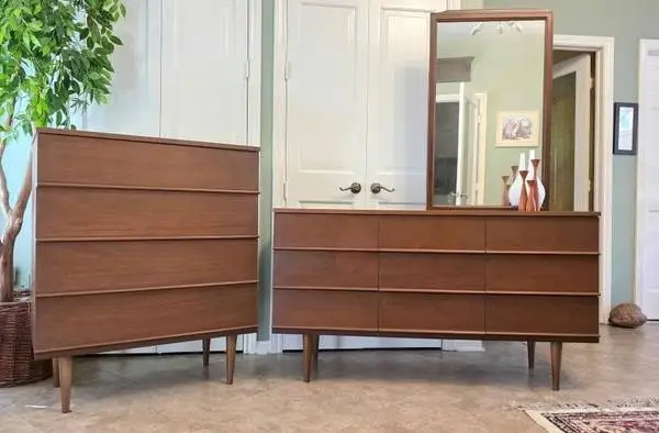 ►Bedroom Set Mid Century Modern Heavy Well Made 3 Piece from 1960s