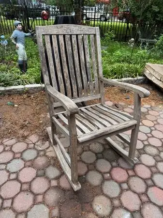 Solid wood teak patio porch rocker