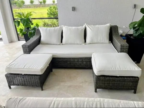 Pottery Barn Torrey All Weather 85.5 Inch Wicker Couch in Charcoal Gra