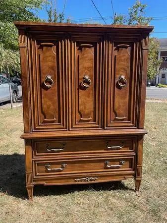 Vintage modern three drawer dresser armoire