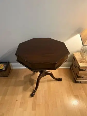 3 Drum / End Tables - 2 Round with Leather Tops - 1 Octagon