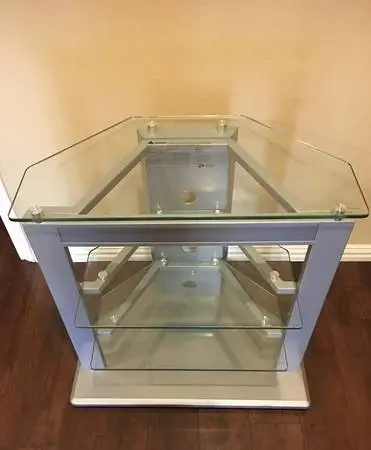 Lower price - Thick Glass TV Stand - Solid Metal