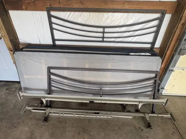 Queen metal modern bed &new frame and box springs